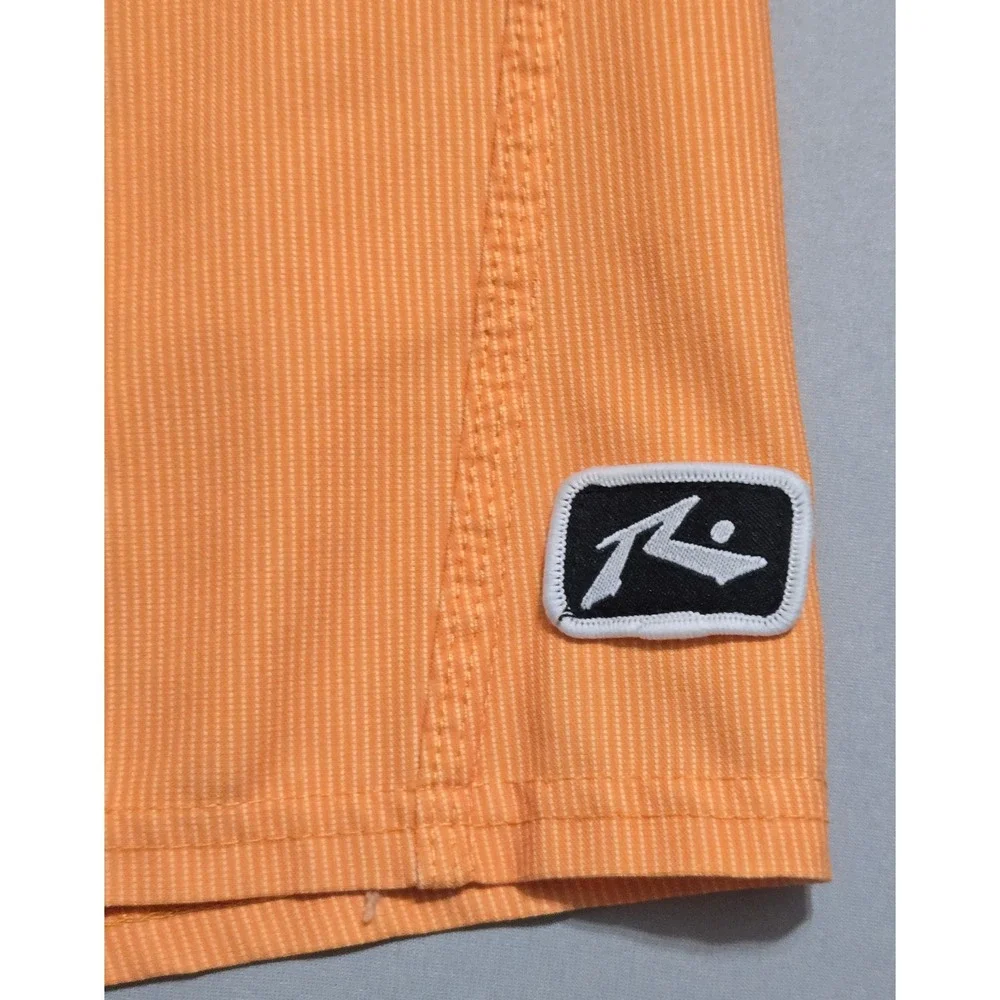 Rusty Board‎ Shorts Mens 30 Orange Pinstripe Cargo Pocket Swim Trunks R14106402